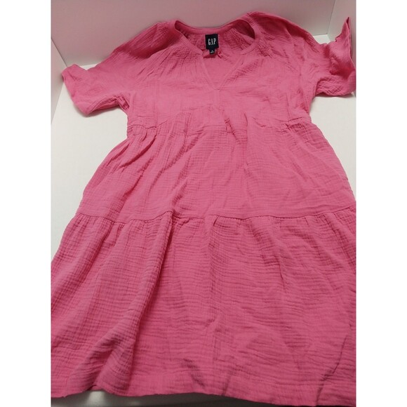 Gap Womens Medium Pink Relaxed Fit Soft Cotton Gauze Tiered Dress. Casual/Dressy - Picture 4 of 8